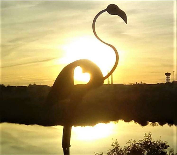 Sculpture flamand rose pour extérieur sur le Bassin d'Arcachon en Gironde