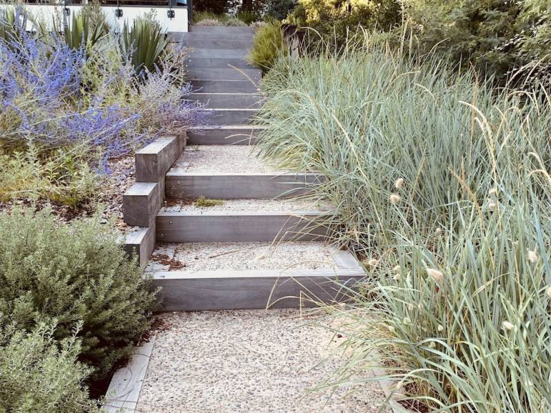 Avec végétation - Escalier extérieur en béton désactivé sur le bassin d'Arcachon