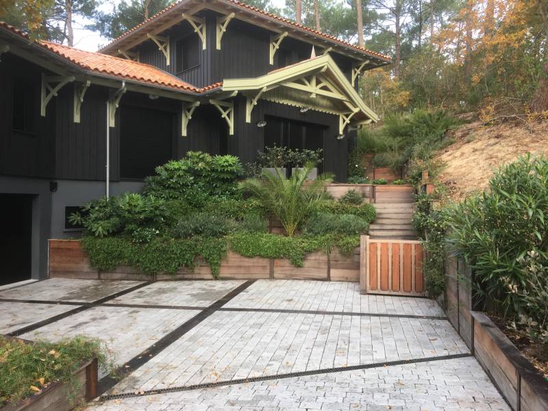 Terrasse en pavés sur le Bassin d'Arcachon