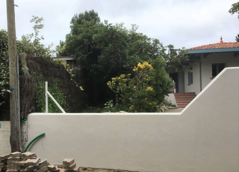 Chantier avant travaux de rehaussement de muret bassin d'arcachon