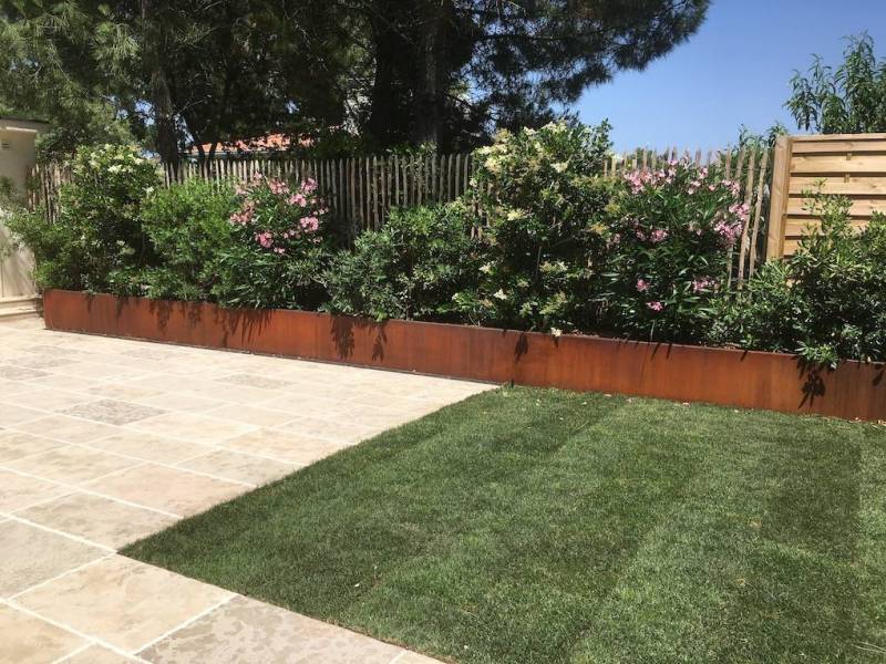 Bordures de jardin en acier corten sur le Bassin d'Arcachon