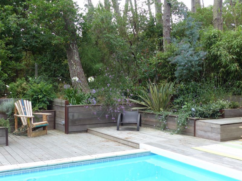 Soutènement paysager aux abords d'une piscine sur le Bassin d'Arcachon - un an après les travaux