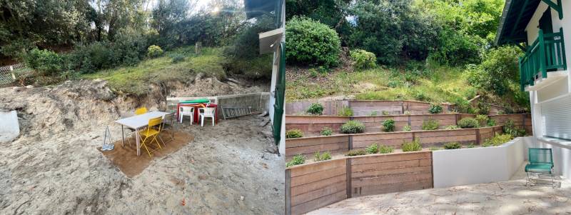 Réalisation d'un soutènement en bois exotique sur Arcachon